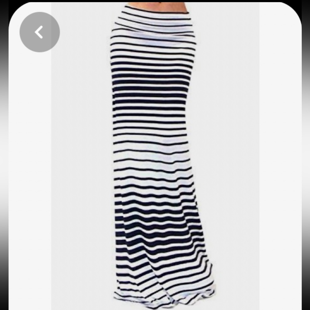 ATM Black and White Striped Maxi Skirt.